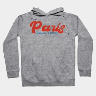 Paris GPS Coordinates 70s Hoodie